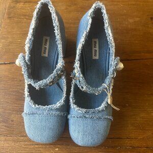 Miu Miu denim Mary Janes ~ size 38.5, pre-owned!